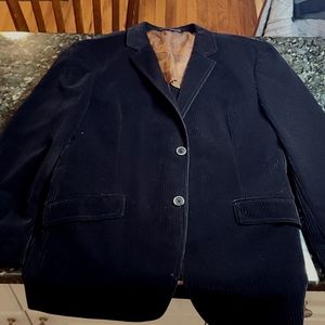 Andrew Fezza Men's Black Corduroy Jacket with Paisley Design Size 42 R